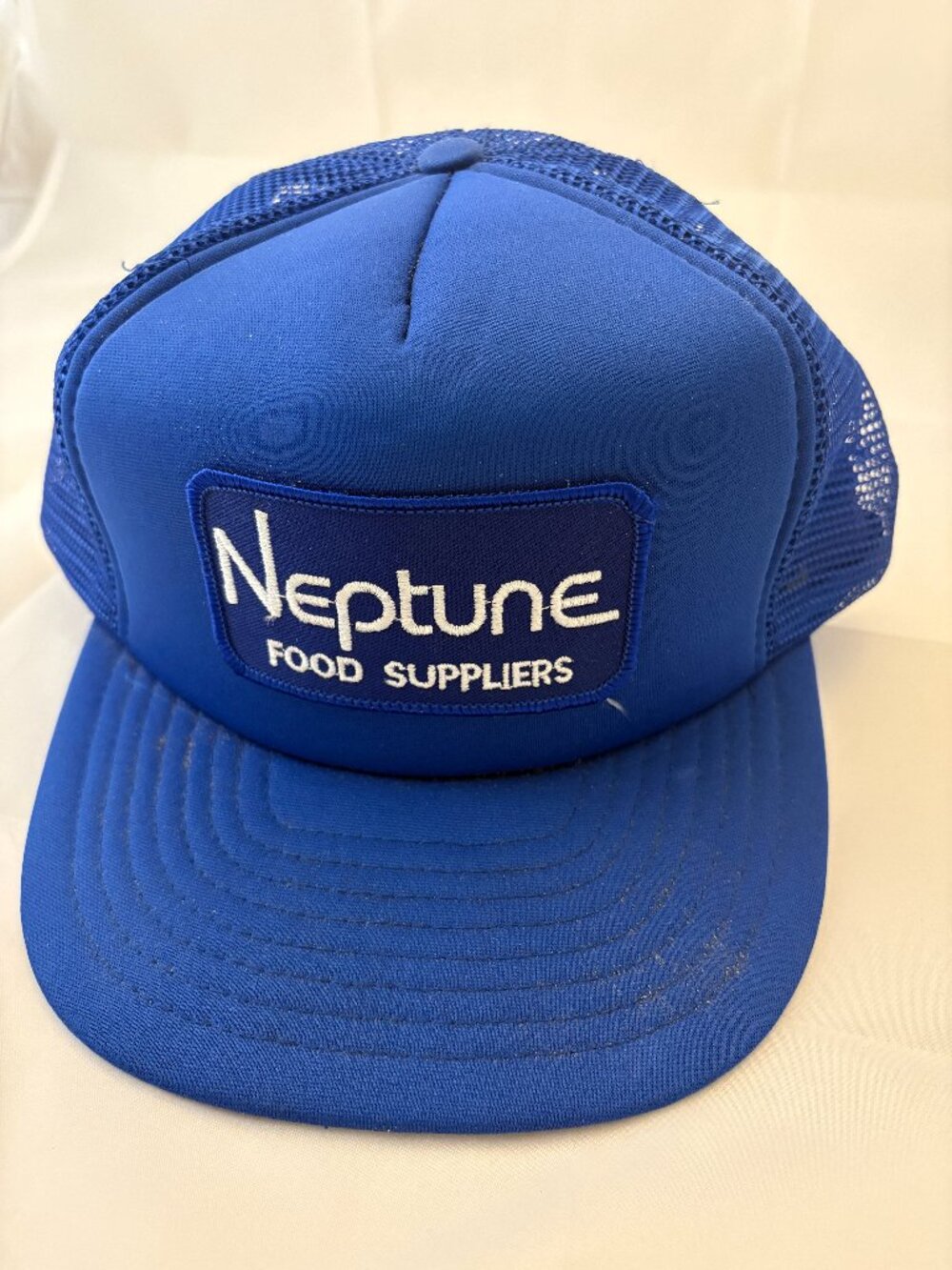 Vintage Neptune Food Suppliers Blue Trucker Hat Mesh Snapback Advertising
